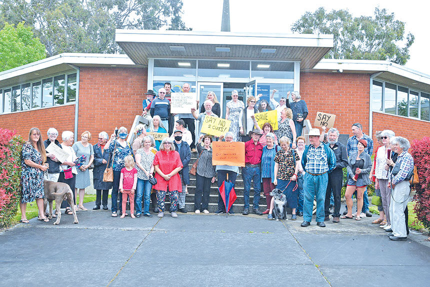 Locals protest library review